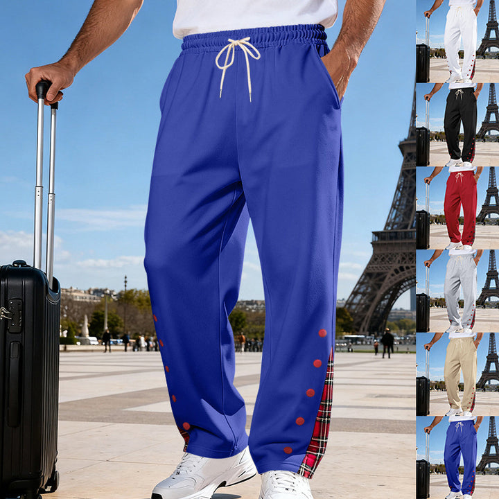 Herren Lässige Sweatpants mit Karoinnenblende und Druckknopf-Leiste Drune