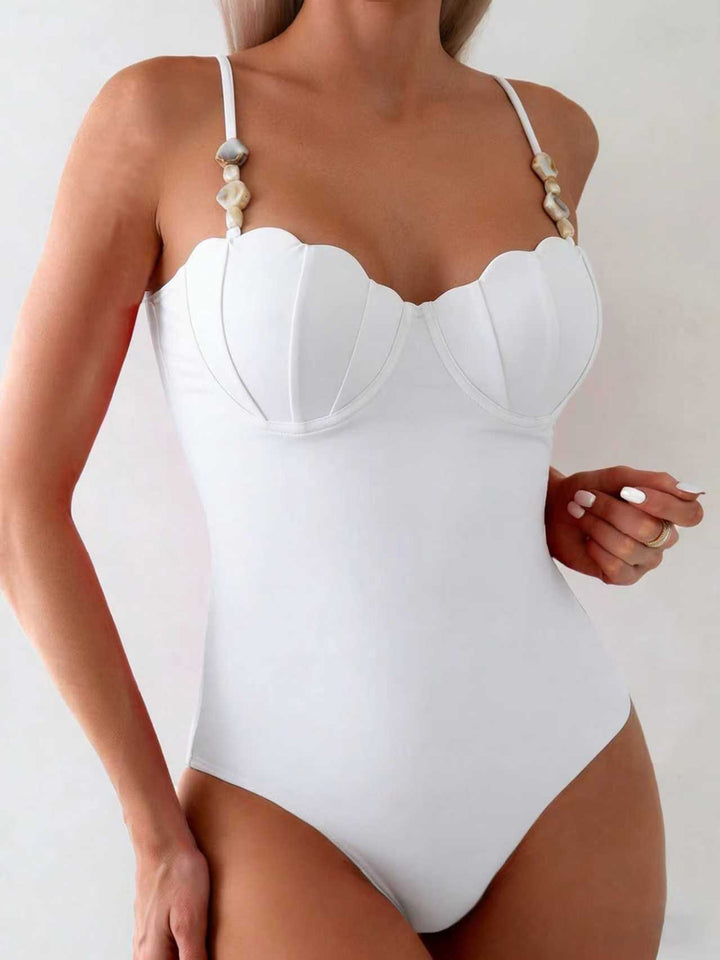 Damen eleganter Einteiler-Badeanzug mit Muschel-Akzenten Drune