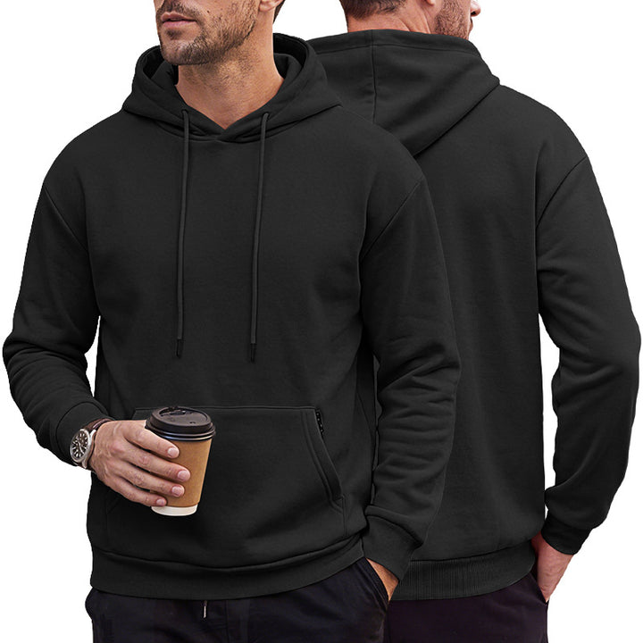 Herren Kapuzenpullover aus weichem Fleece mit Kängurutasche und verstellbarer Kapuze Drune