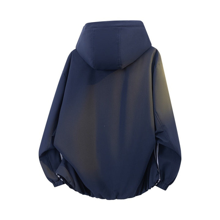 Herren Sportlich-urbane Oversize Windbreaker-Jacke mit Kapuze, reflektierenden Einsatzstreifen und elastischem Saum Drune