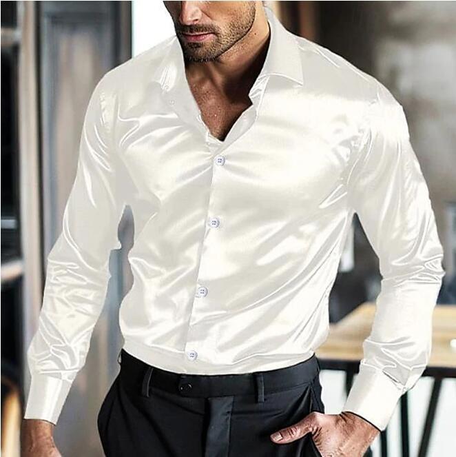 Herren elegante Langarm-Hemd mit komfortablem Schnitt und glänzendem Finish Drune