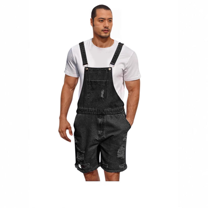 Herren Lässige Denim-Latzhose im distressed Look Drune