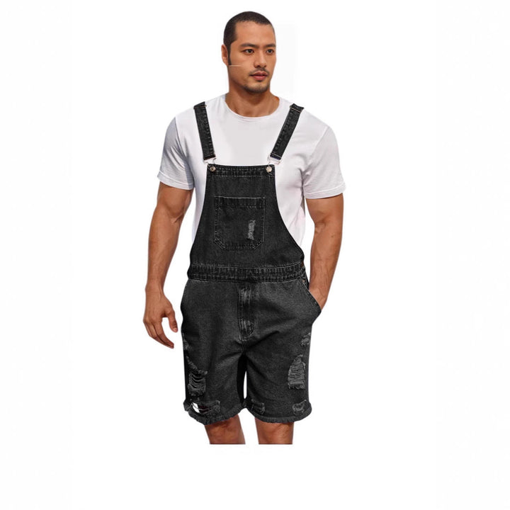 Herren Lässige Denim-Latzhose im distressed Look Drune