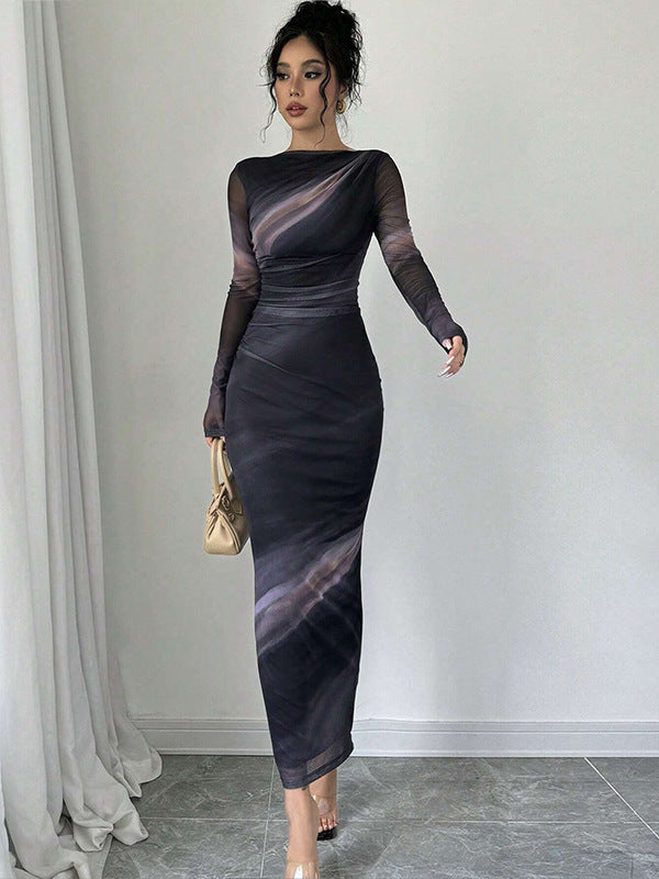 Damen Elegantes Wickelkleid mit Struktur Drune