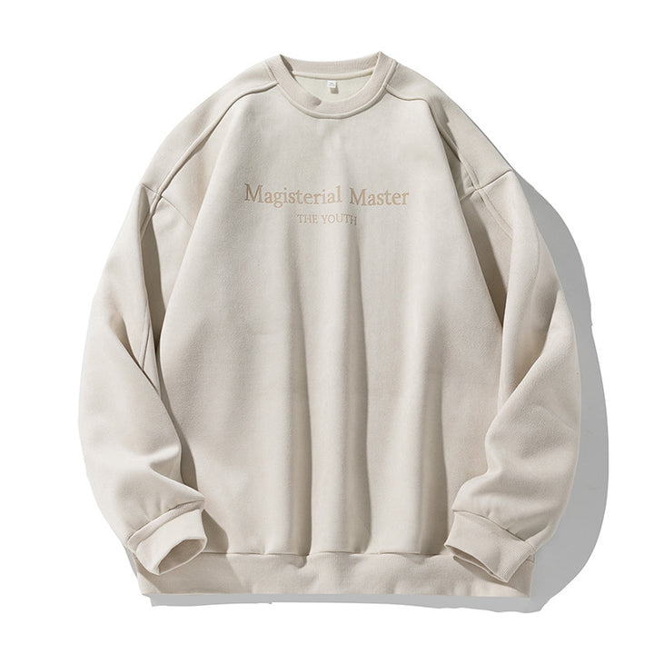 Unisex Oversize-Sweatshirt mit samtiger Fleece-Optik und tonalem Frontprint Drune