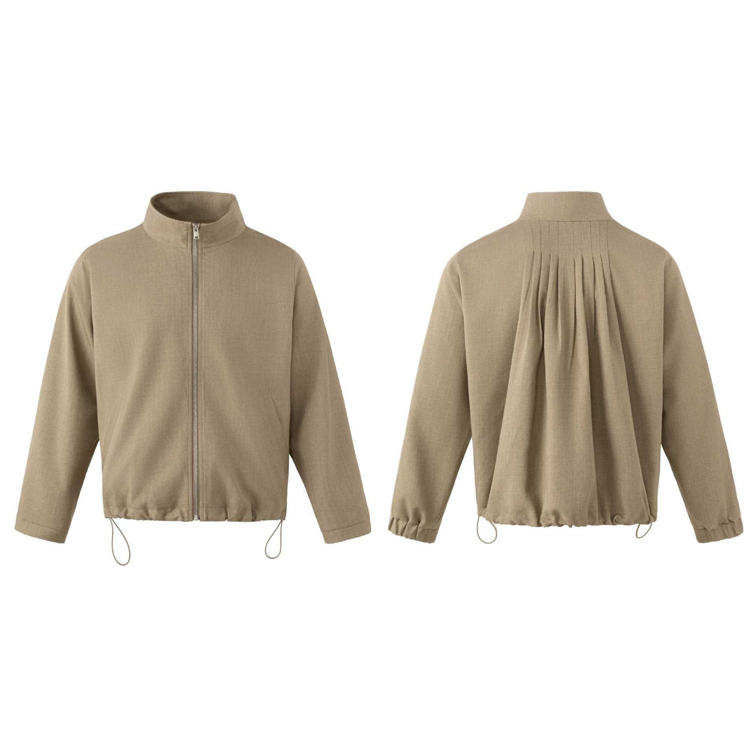 Herren Leichte Baumwoll-Mischgewebe-Utility-Jacke mit Stehkragen und Kordelzug Drune