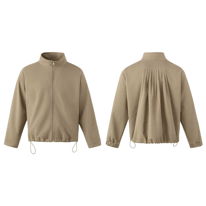 Herren Leichte Baumwoll-Mischgewebe-Utility-Jacke mit Stehkragen und Kordelzug Drune