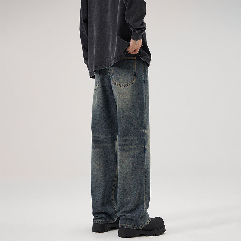 Herren Locker geschnittene Vintage-Denim Jeans mit extra weitem Bein Drune