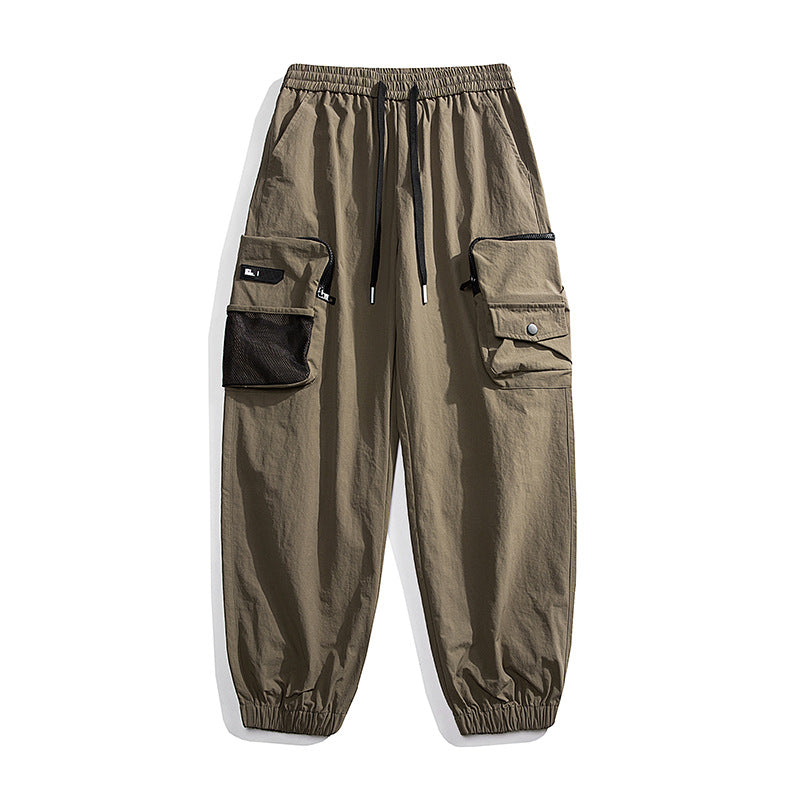 Unisex Lockere Nylon-Cargohose mit elastischem Bund und Knöchelbündchen Drune