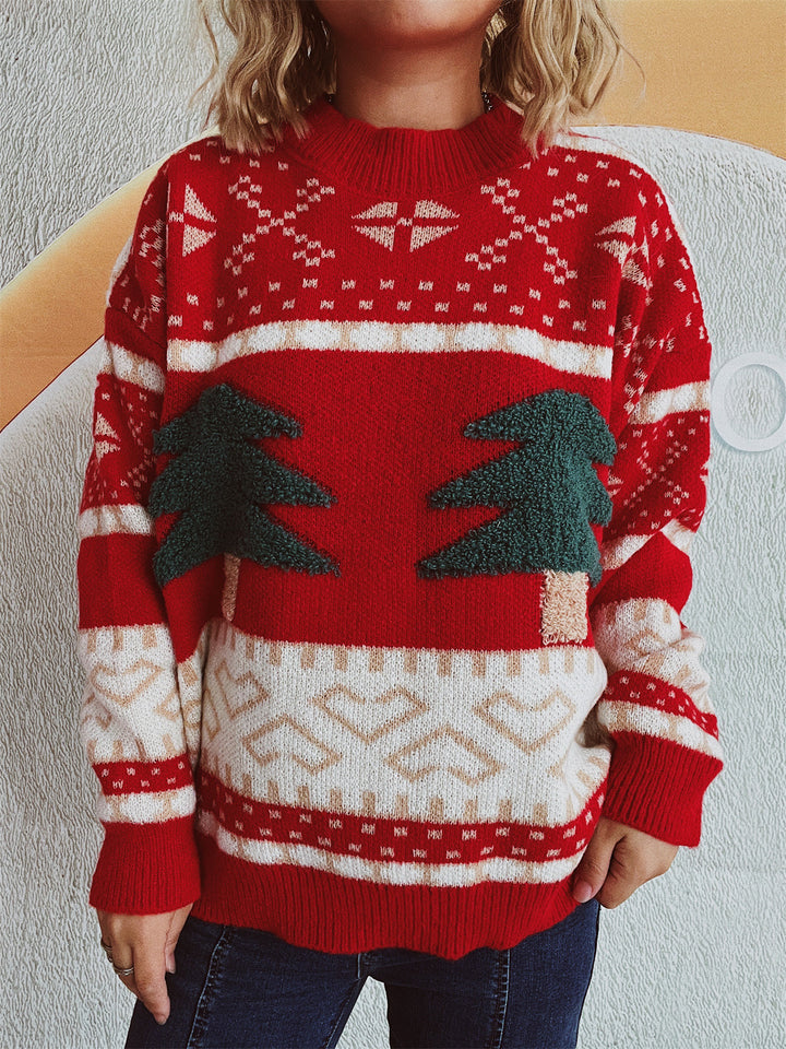 Damen festlicher Strickpullover mit weihnachtlichem Motiv und weichem Material Drune