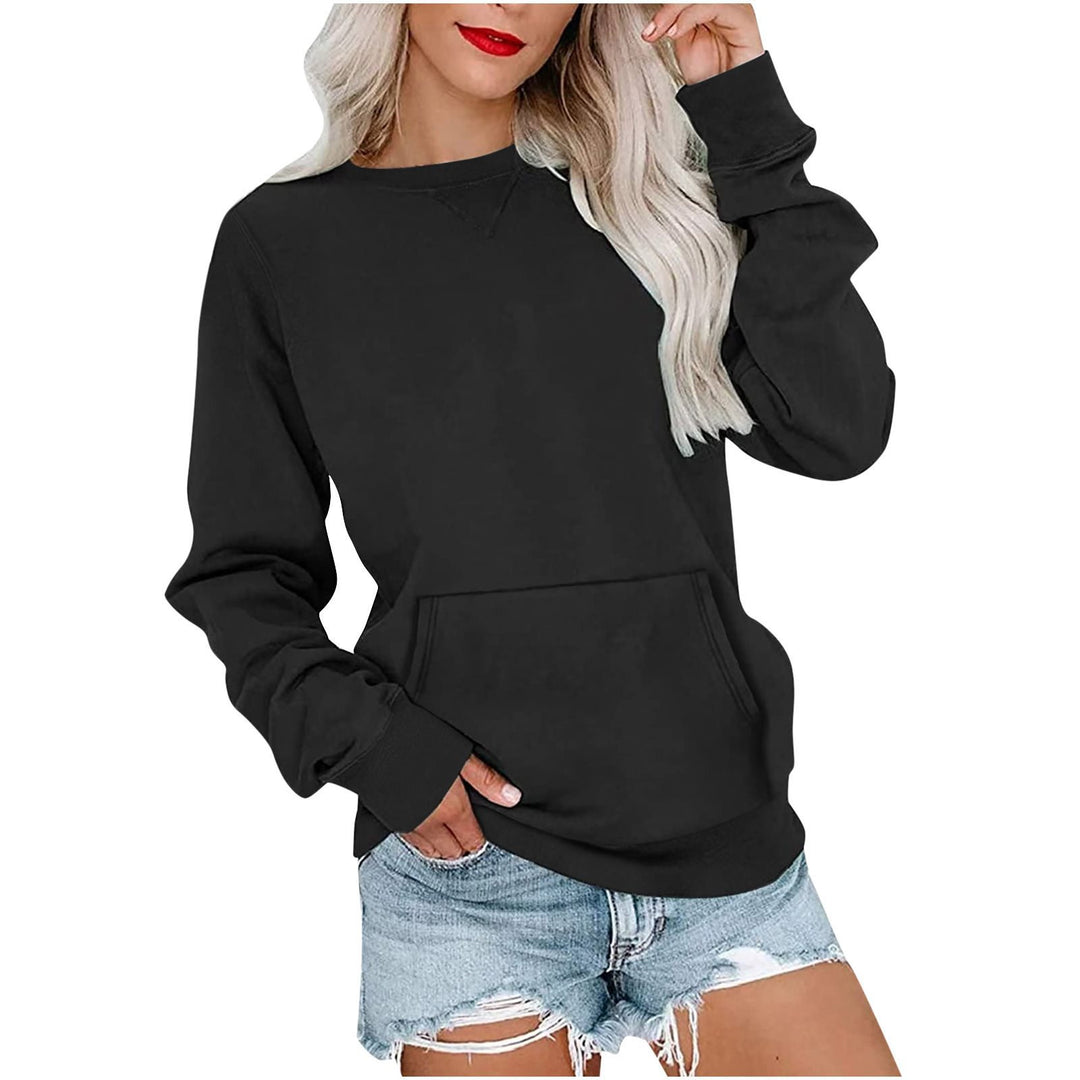 Damen Lockeres Sweatshirt mit Rundhalsausschnitt und Kängurutasche Drune