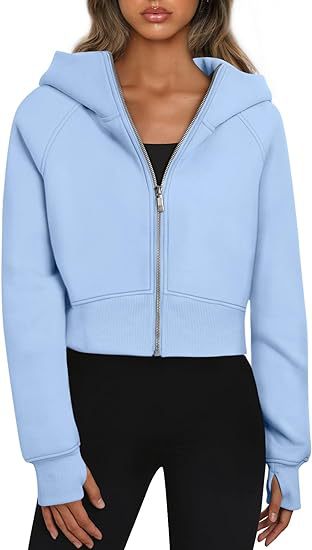 Damen cropped Kapuzenjacke mit Reißverschluss Drune