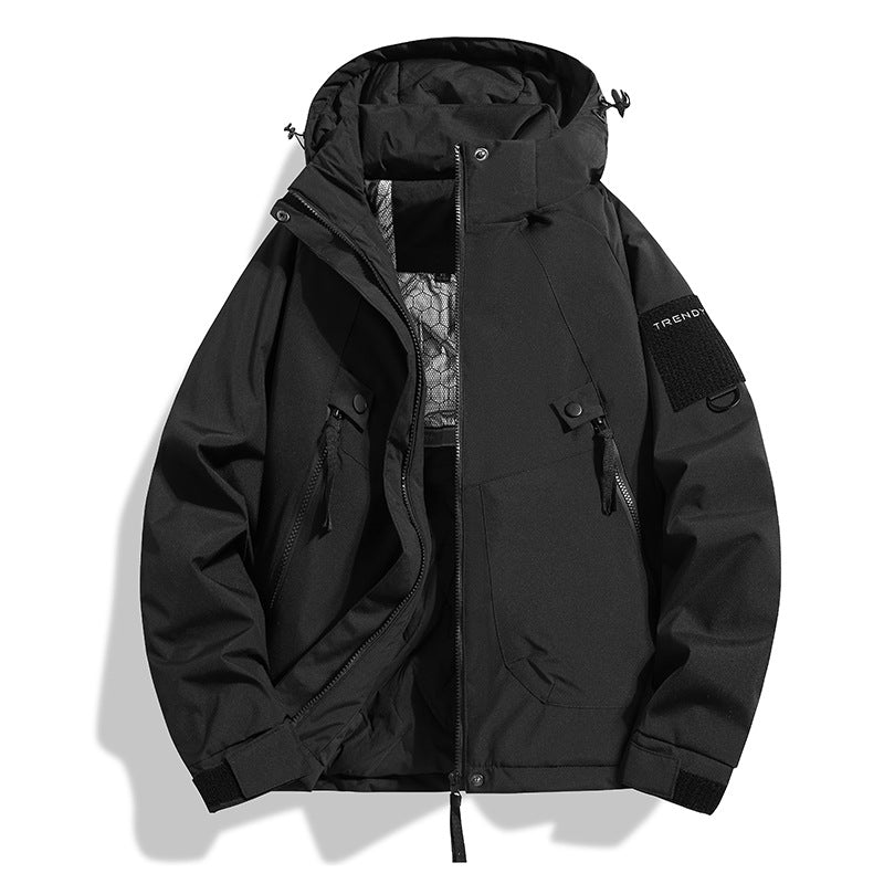Herren Isolierte Kapuzen-Fieldjacke mit gesteppter Thermofütterung, winddichter Hülle & Utility-Taschen Drune