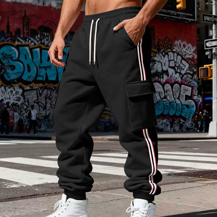 Herren Cargo-Joggerhose mit seitlichen Klapp‑Cargotaschen, Tunnelzug & Rippbündchen Drune