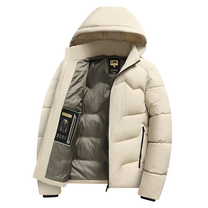 Herren Kurz geschnittene isolierte Steppjacke mit Kapuze, Windschutzblende & technischer Innenfütterung Drune