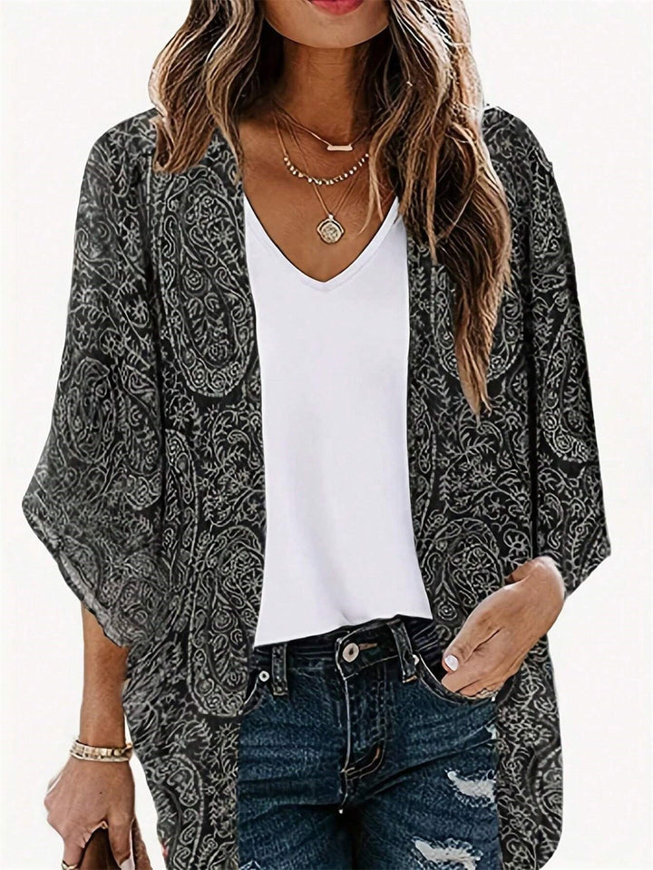 Damen Kimono-Jacke mit trendigem Muster und lockerem Schnitt Drune
