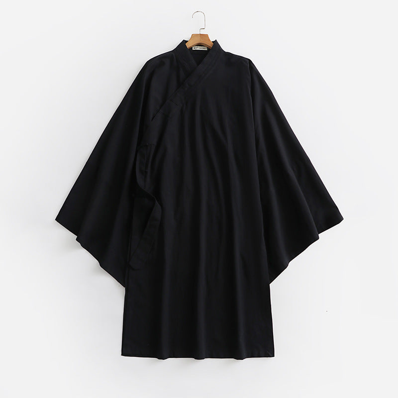 Unisex Oversize Kimono-Mantel mit weitem Ärmel und asymmetrischer Wickelvorderseite Drune