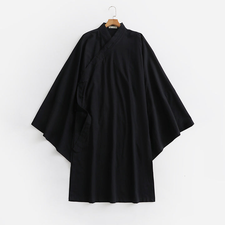 Unisex Oversize Kimono-Mantel mit weitem Ärmel und asymmetrischer Wickelvorderseite Drune