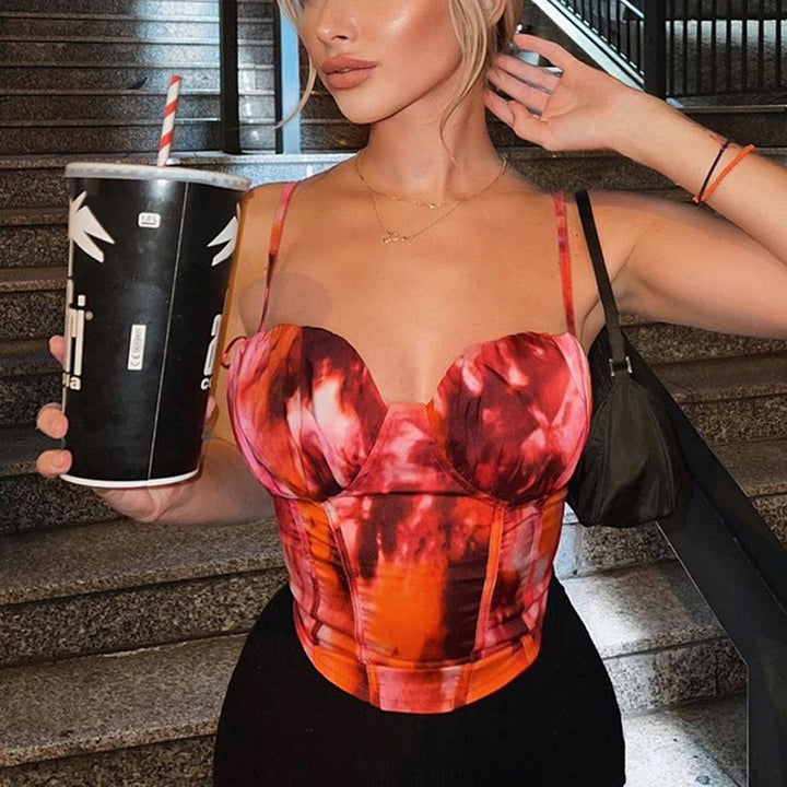 Damen Stilvolles Bustier mit raffiniertem Druck und figurbetonter Silhouette Drune