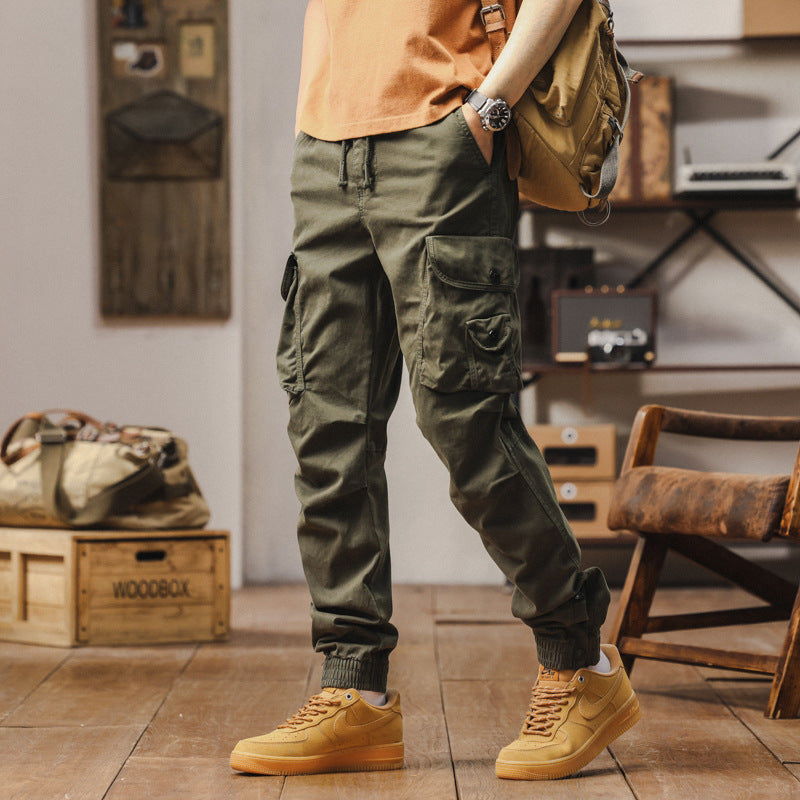 Herren Taktische Cargo-Joggerhose mit Tunnelzugbund und verstellbaren Druckknopf‑Taschen Drune
