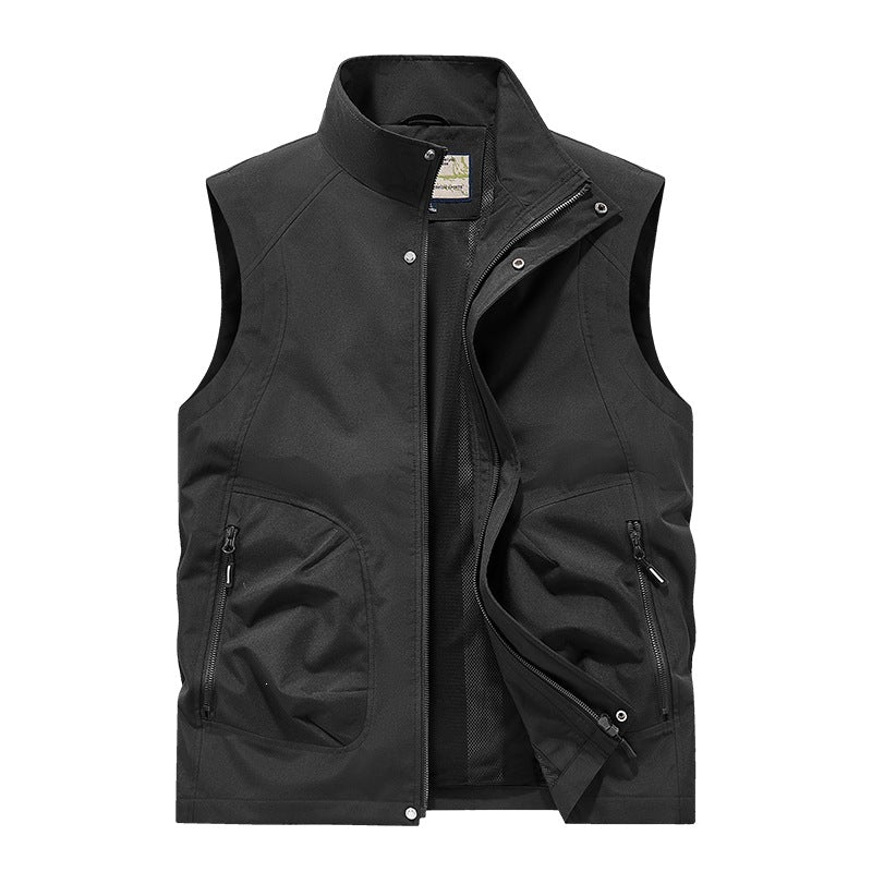 Herren Utility Softshell Weste mit hohem Stehkragen, Reißverschluss & Multifunktions-Taschen Drune