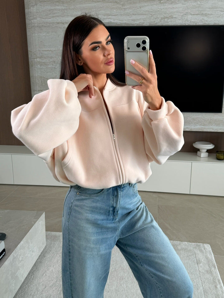 Damen Schicke Fleece-Jacke mit hohem Kragen und Reißverschluss Drune