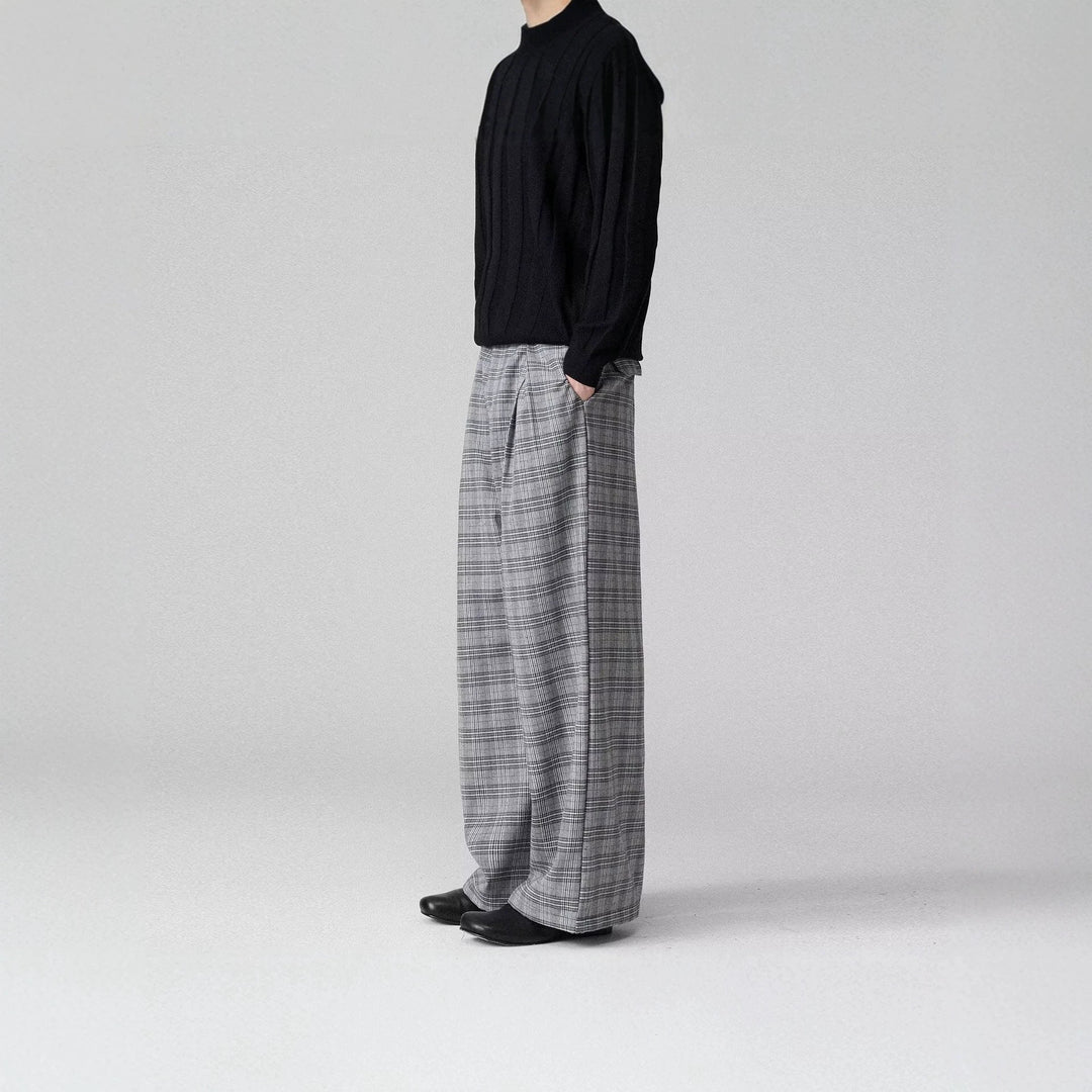 Herren Weitgeschnittene Karottenhose mit Karo-Muster Drune
