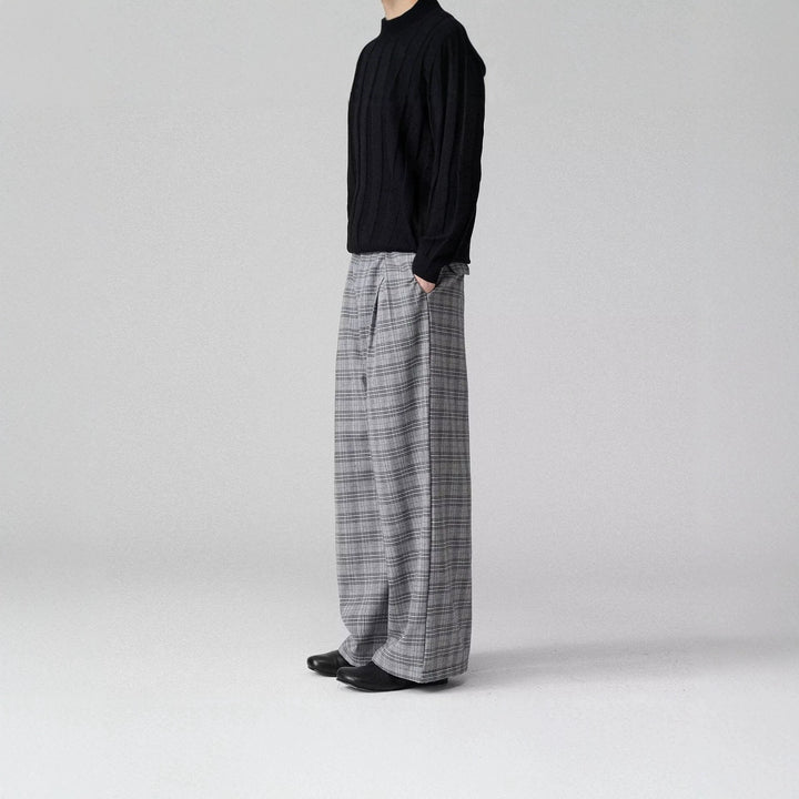 Herren Weitgeschnittene Karottenhose mit Karo-Muster Drune