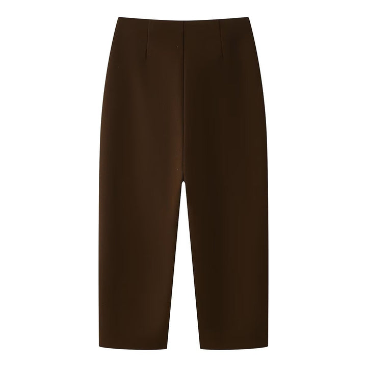 Damen Weite Cropped-Hose mit hoher Taille und elastischem Bund Drune