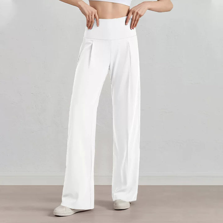Damen Komfort-Faltenhose mit hohem Bund.