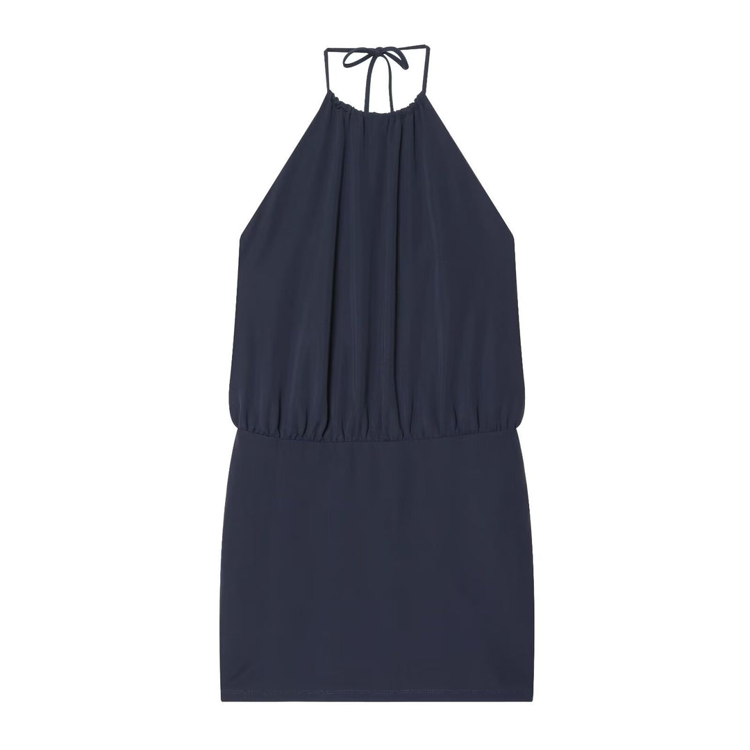 Damen luftiges Halterneck-Kleid mit elastischem Taillenbund Drune