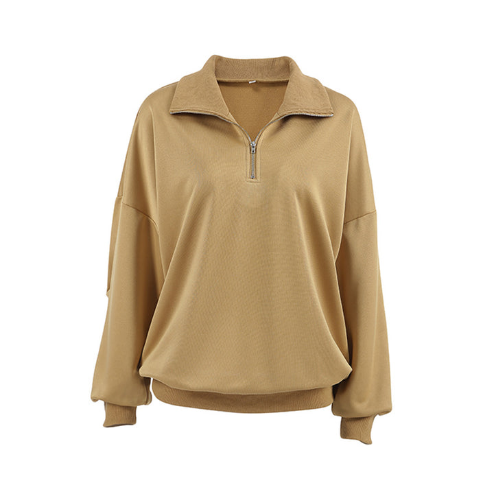 Damen lässiger Oversized Pullover mit Reißverschluss Drune