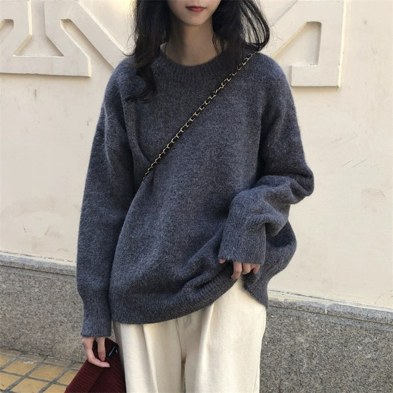 Damen Lässiger Kuschel-Feinstrickpullover mit Stehkragen und verlängerten Bündchen Drune
