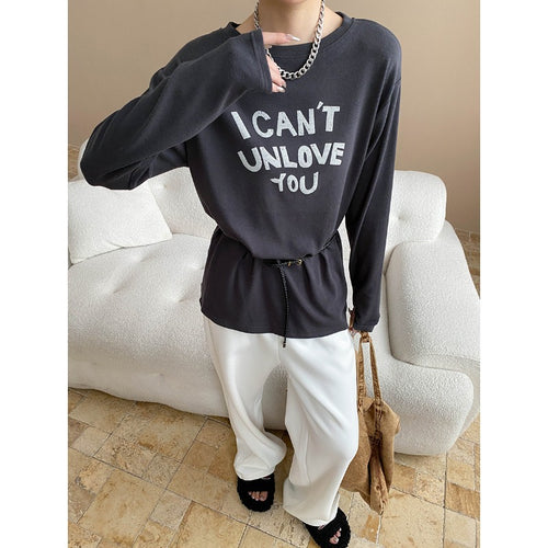 Damen Langarmshirt mit kreativem Schriftzug und lässigem Schnitt Drune
