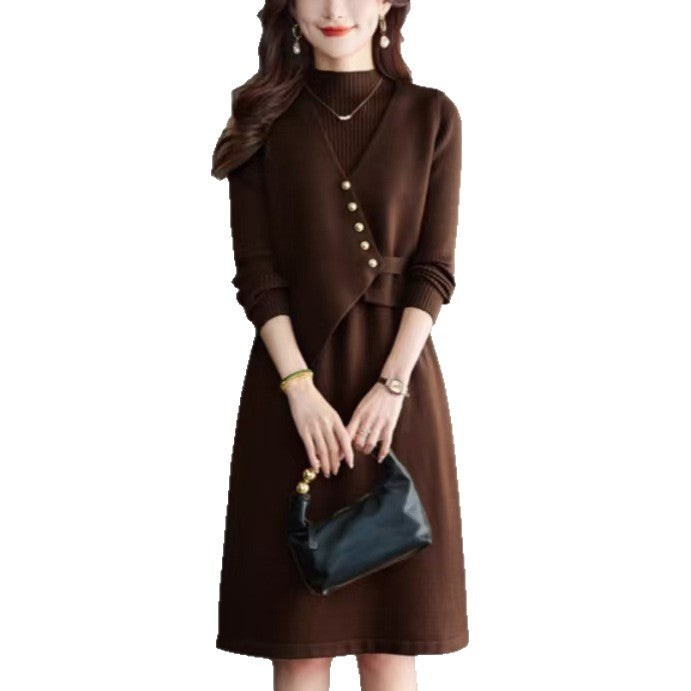 Damen Kombination aus Strickkleid und Weste Drune