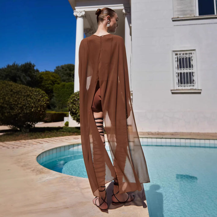 Damen transparentes Strand-Outfit mit modischen Längen und Schnürdetails Drune