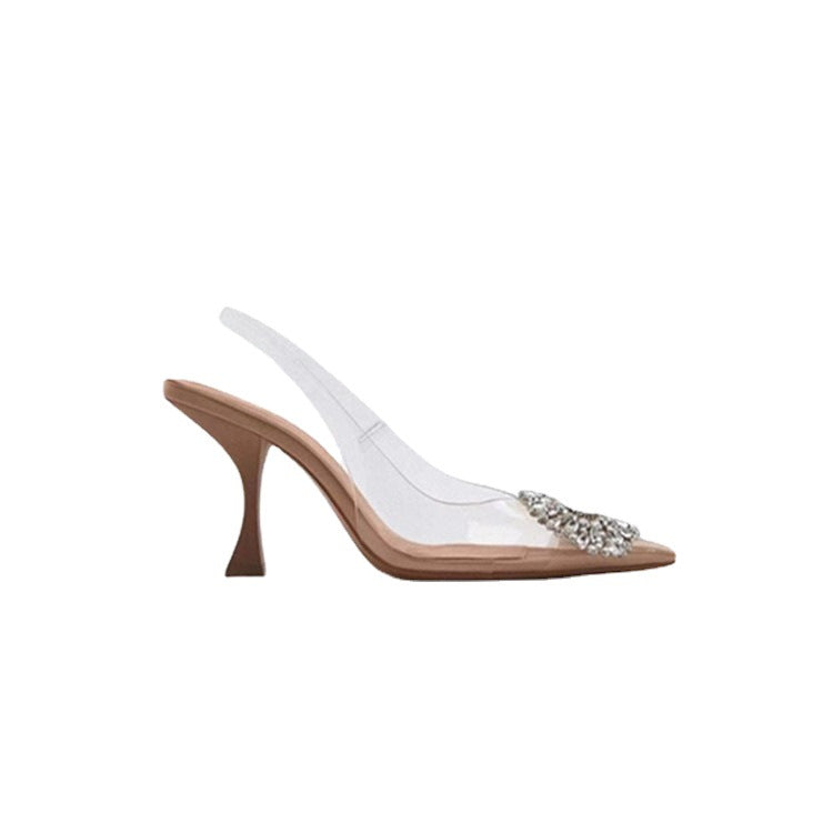 Damen elegante transparente Pumps mit funkelnden Kristallakzenten Drune