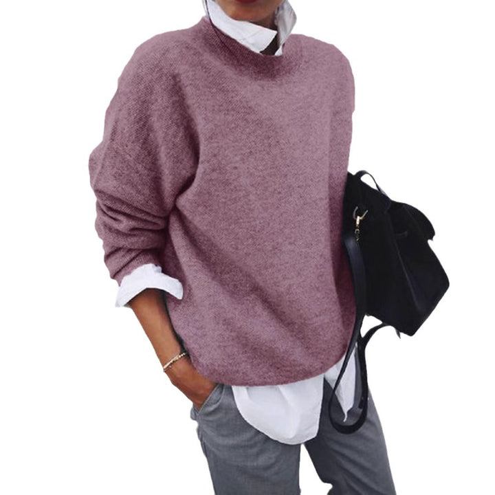Damen nan gemütlicher Oversize-Strickpullover mit Stehkragen Drune