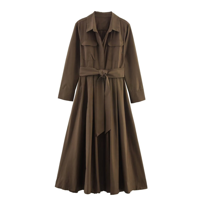 Damen 100+ Hemdblusenkleid mit Bindegürtel und A‑Linien‑Rock Drune
