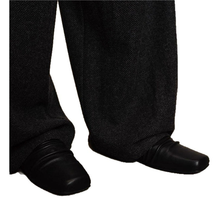 Damen Leder-Slipper mit quadratischer Zehenpartie und gerafftem Schaft Drune