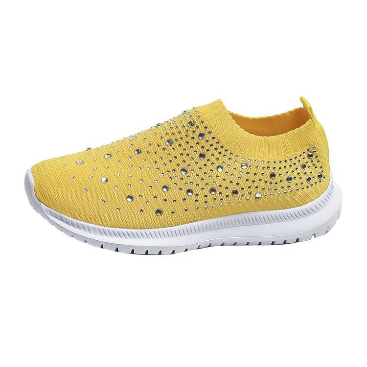 Damen Strick-Slip-On-Sneaker mit elastischem Schaft und Ziersteinen Drune