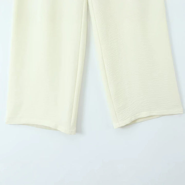 Damen Weite, hochtaillierte Stoffhose mit Bundfalten und Seitentaschen Drune