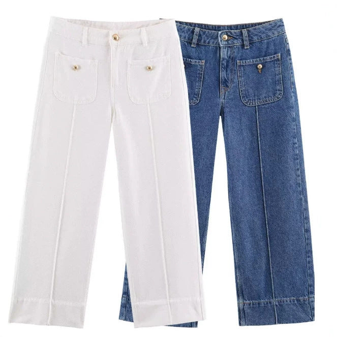Damen Hochtaillierte Culotte-Hose mit weitem Bein und dekorativem Taillengürtel Drune