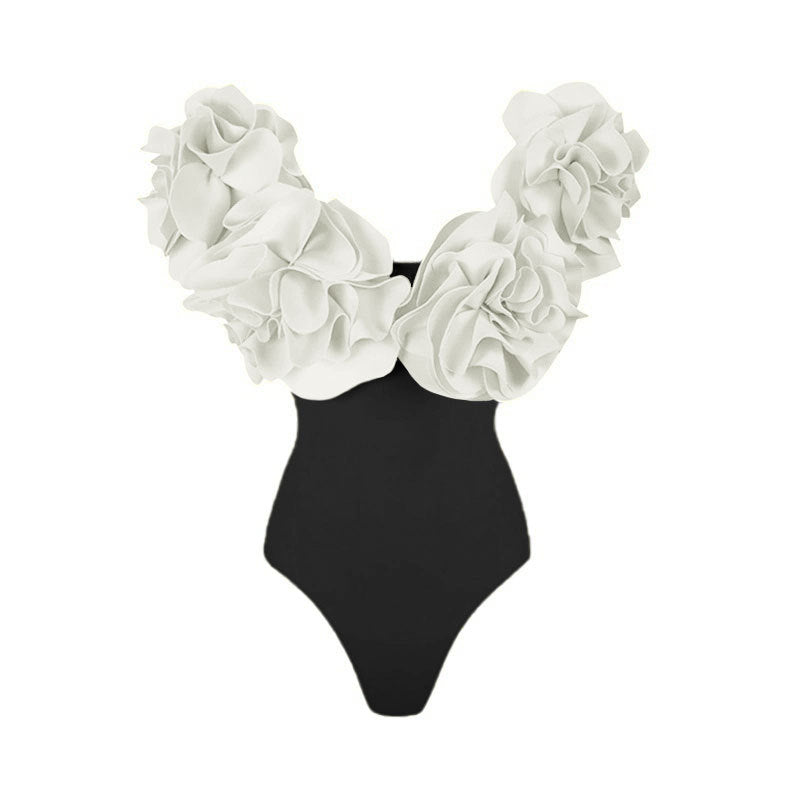 Damen Einteiler Schwimmanzug mit voluminösen Rüschen Drune