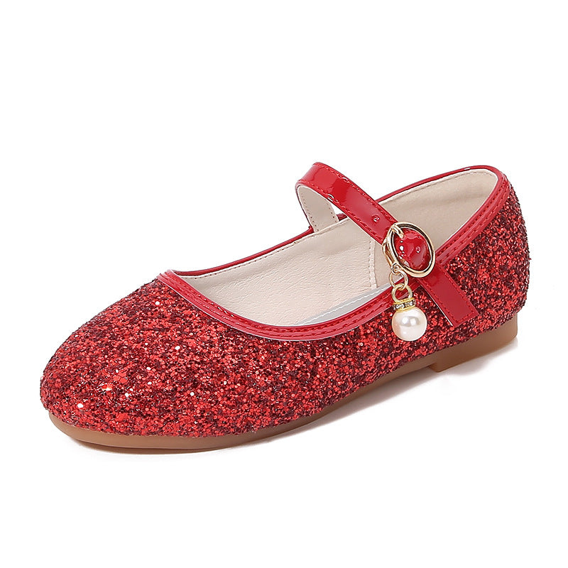 Mädchen Glitzernde Mary Jane Ballerinas mit Perlenapplikation Drune