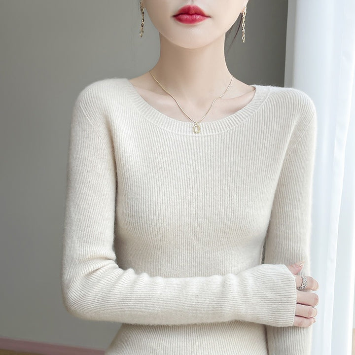 Damen Taillierter Rundhals-Pullover aus fein gerippter Kaschmir‑Optik Drune