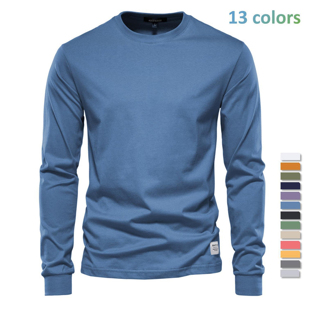 Herren nan klassisches langärmliges Baumwollshirt mit Rundhalsausschnitt und elastischen Bündchen Drune