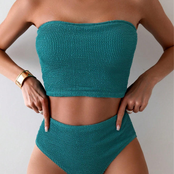 Damen Bandeau-Bikini mit hochgeschnittenem Unterteil Drune