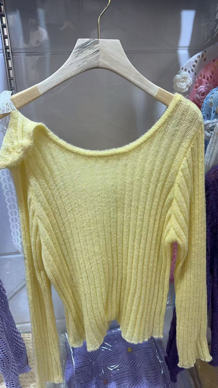 Damen modischer Strickpullover mit lässigem Schnitt und feinem Rippdesign Drune