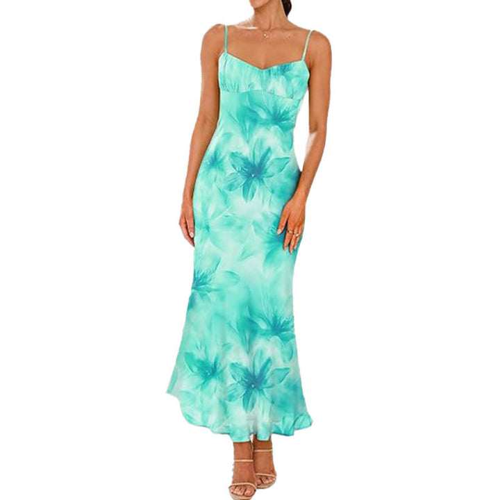Damen Elegantes Maxikleid mit feinen Trägern und verspieltem Farbverlauf Drune